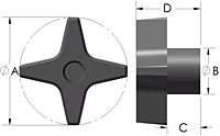 4-Prong Knob Line Drawing